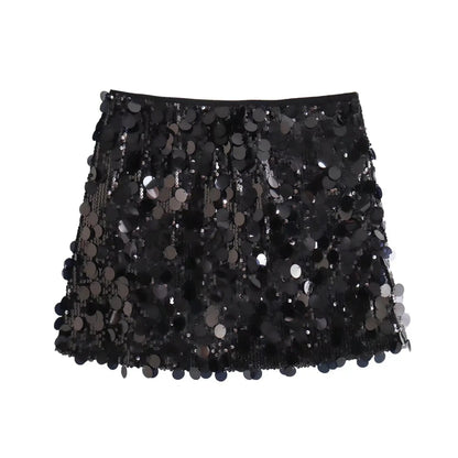 Neutral Sequin Mini Skirt