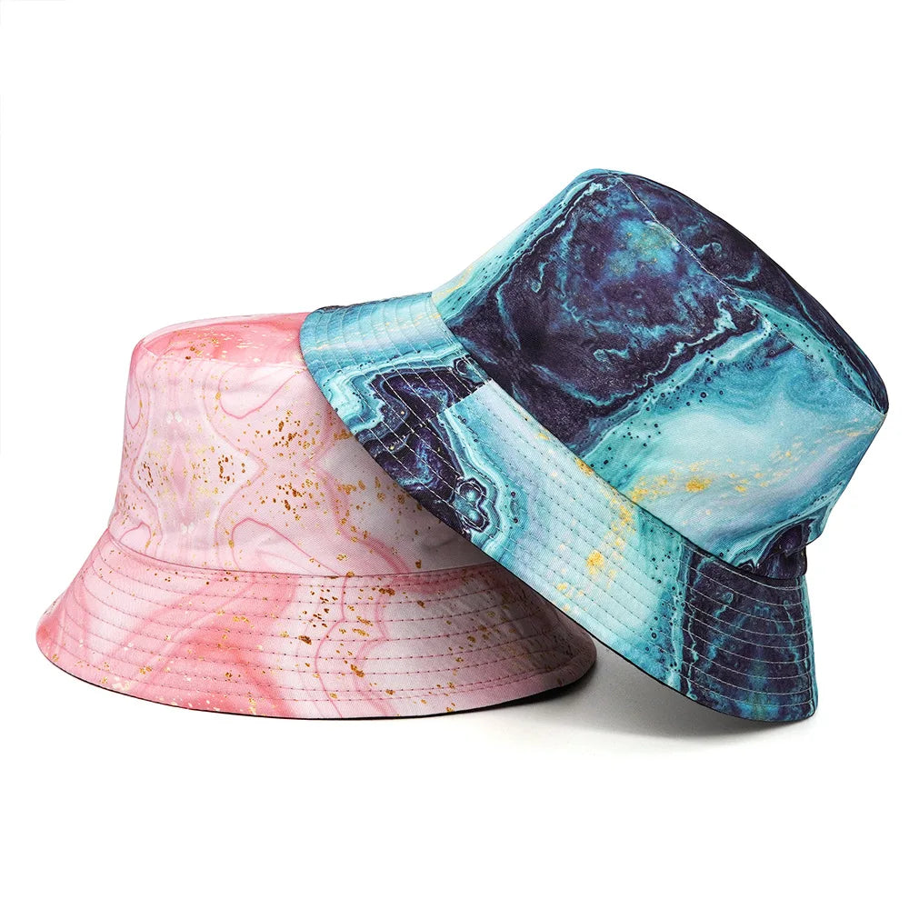 Marble Print Cotton Reversible Bucket Hat