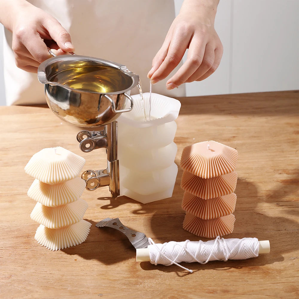 Stacked Ribbed Diamond Candle Mold