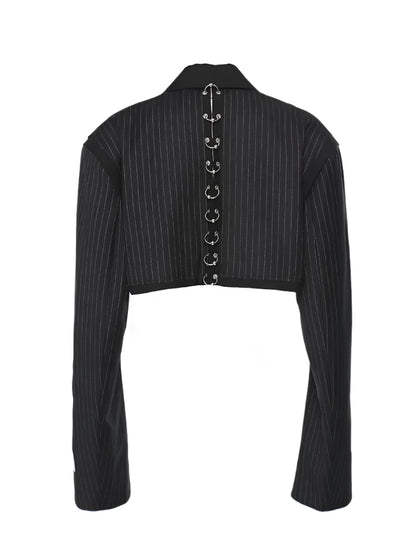 Black Stripe Pendent Crop Blazer