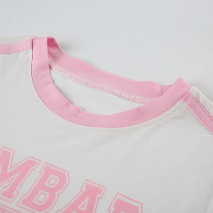 White Pink Trim I Am Bad Short Sleeve