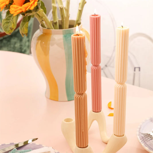 Ribbed Stacked Stick Candle Mold