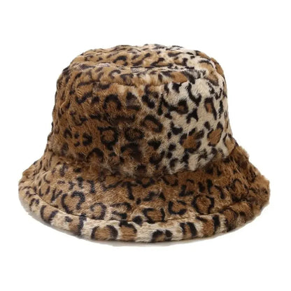 Brown Cheetah Fur Bucket Hat