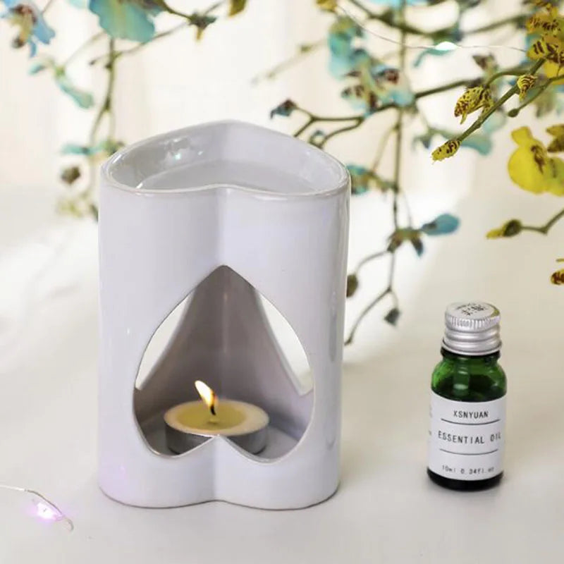 White Porcelain Heart Essential Oil Burner