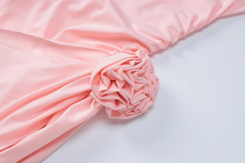 Solid Color Flower Tassel Long Sleeve Mini Dress