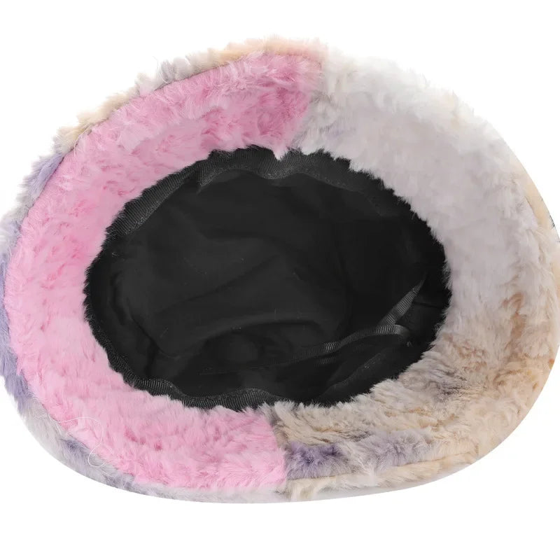 Moody Tie-Dye Fur Bucket Hat