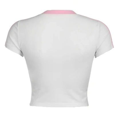 White Pink Trim I Am Bad Short Sleeve