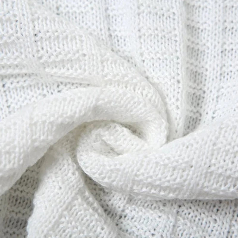 Neutral Crochet Long Sleeve Top + Hollow Out Halter Mini Dress Set