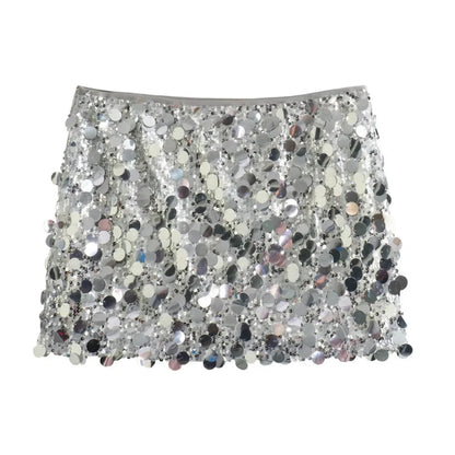 Neutral Sequin Mini Skirt