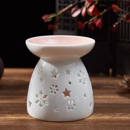 White Porcelain Stars Solid Color Essential Oil Burner