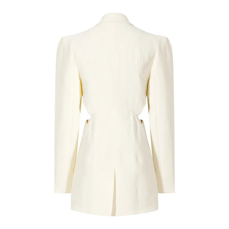 Neutral Bra Side Hollow Out Front Split Blazer