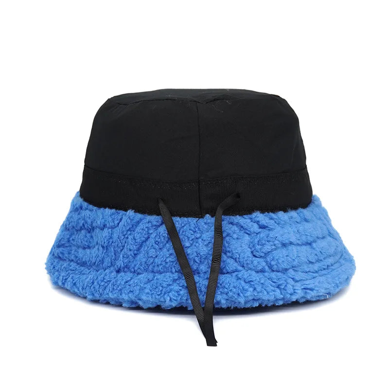 Solid Color Criss-Cross Ribbed Fur Bucket Hat