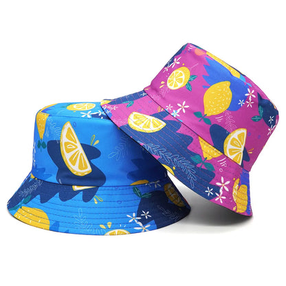 Lemon Print Cotton Reversible Bucket Hat