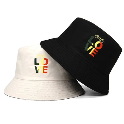 Neutral One Love Print Cotton Bucket Hat