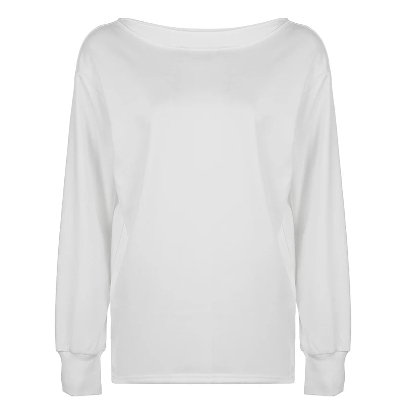 White Cut Off Long Sleeve T-Shirt