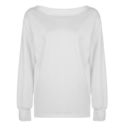 White Cut Off Long Sleeve T-Shirt