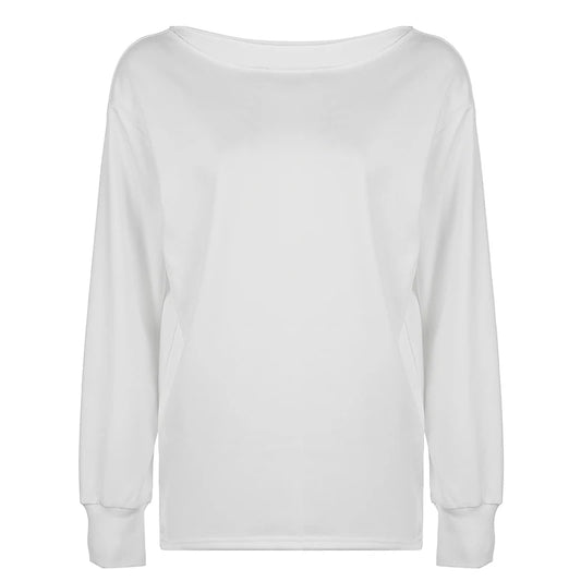 White Cut Off Long Sleeve T-Shirt