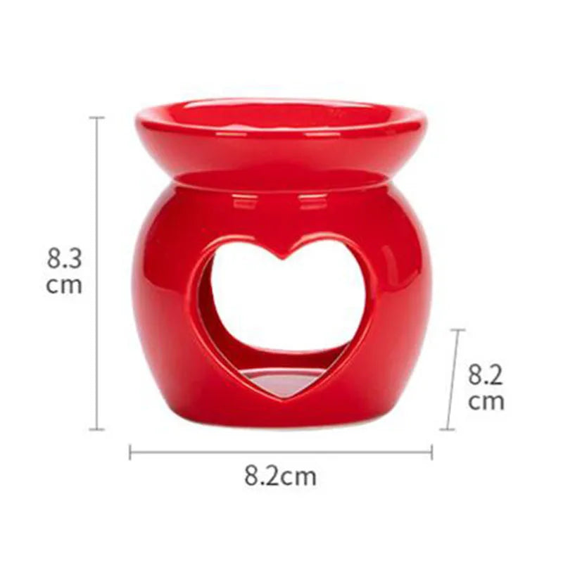 Solid Color Porcelain Heart Hollow Out Essential Oil Burner