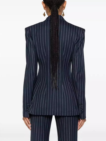 Blue Stripe Double Breasted Blazer