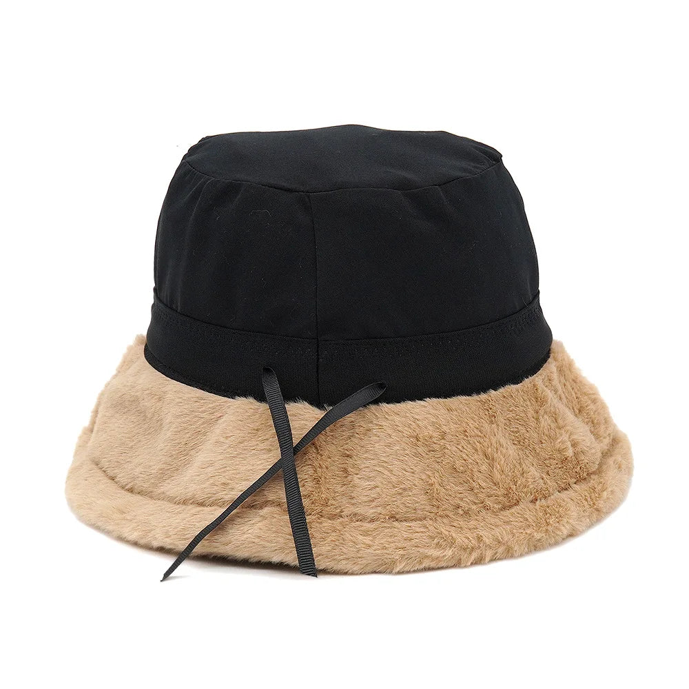 Solid Color Fur Bucket Hat