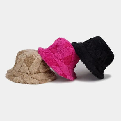 Solid Color Slash Fur Bucket Hat