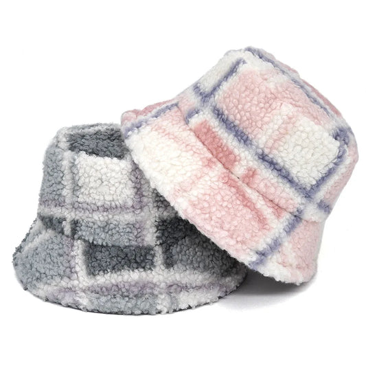 Plaid Fleece Bucket Hat