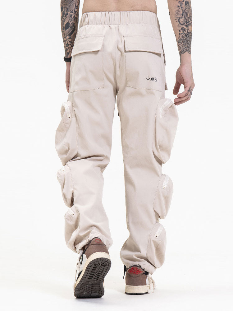 Neutral Drawstring Cargo Jogger Pants