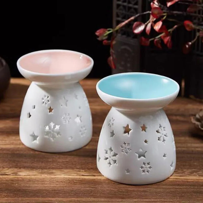 White Porcelain Stars Solid Color Essential Oil Burner