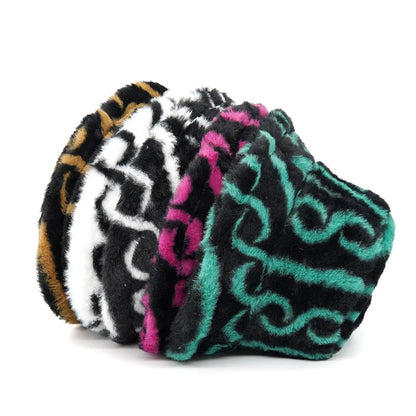 Two Toned Swirl Fur Bucket Hat