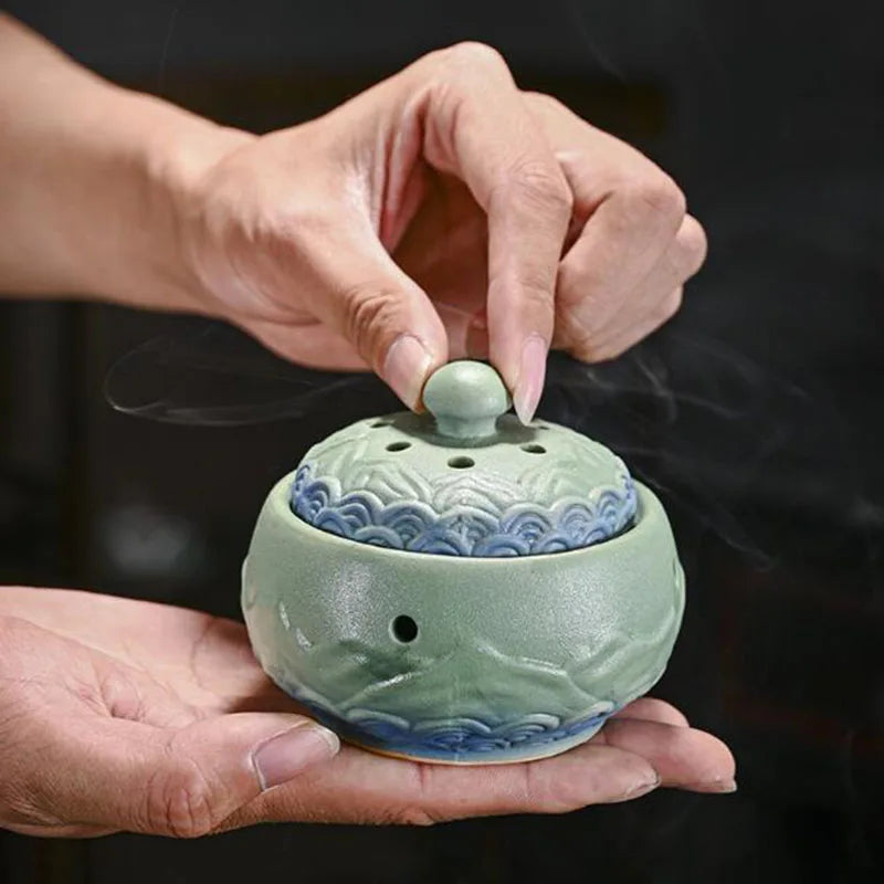 Porcelain Mountains And Waves Groove Incense Burner