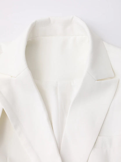 White Side Button Blazer