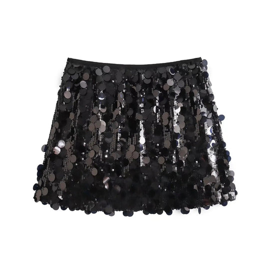 Neutral Sequin Mini Skirt