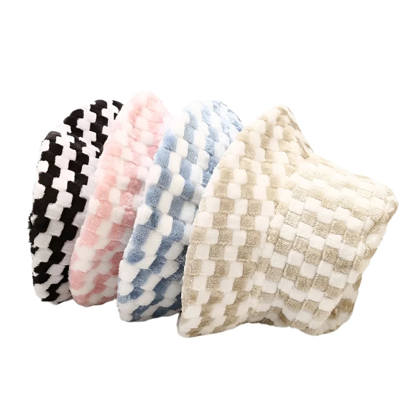 Solid Color Asymmetric Checkered Fur Bucket Hat