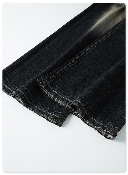 Denim Washed Out Patchwork Straight Jeans