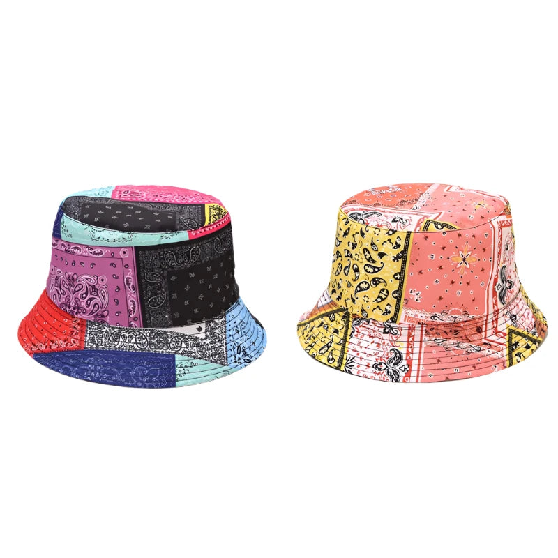 Bandana Print Patchwork Cotton Reversible Bucket Hat