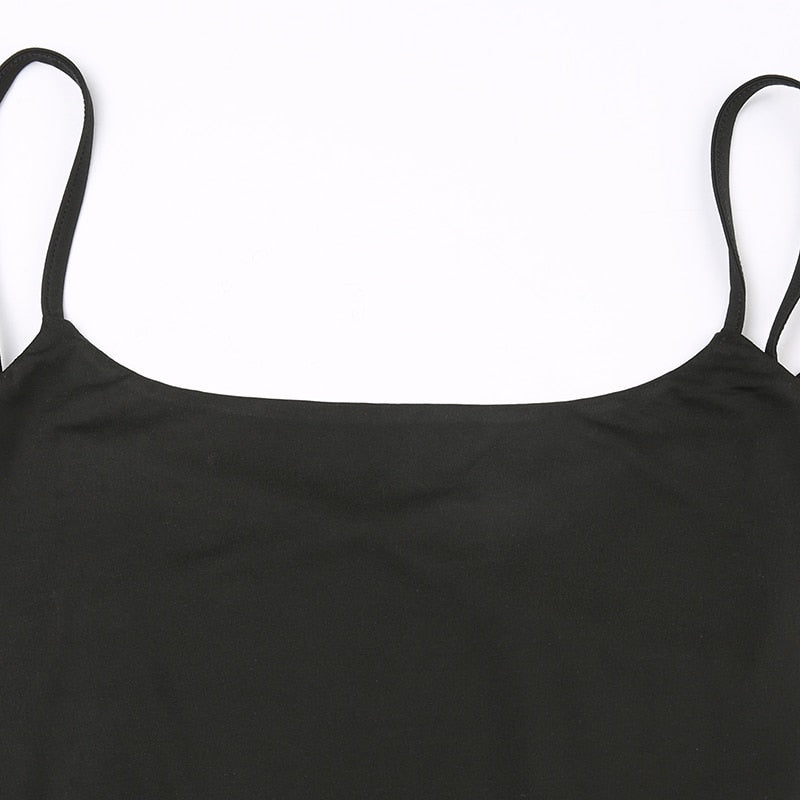Black Backless Spaghetti Strap Bodysuit