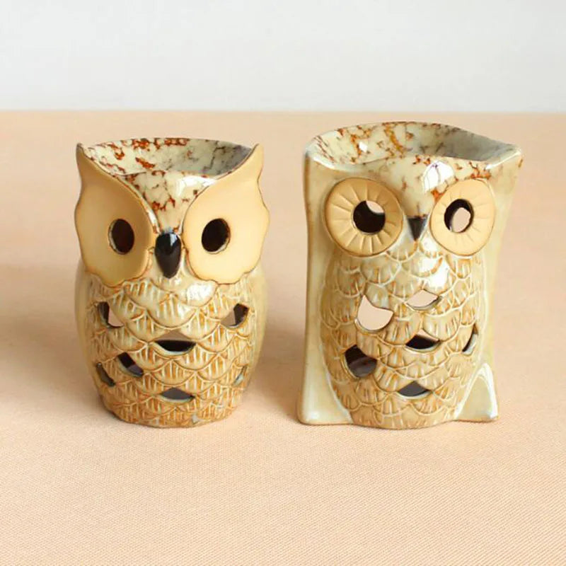 Gold Porcelain Owl Essential Oil Burner