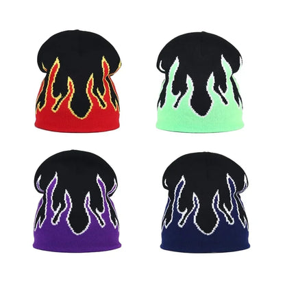 Flame Print Knit Beanie