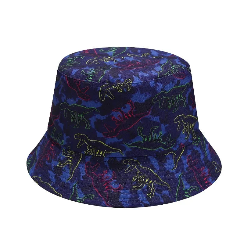 Dinosaur Print Cotton Reversible Bucket Hat