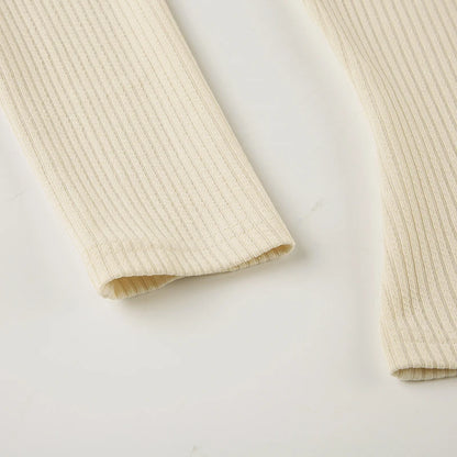 Beige Knit Ribbed Long Sleeve