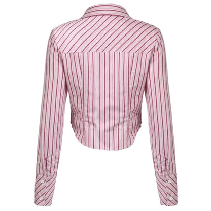 Pink And Red Stripe Button Up Long Sleeve