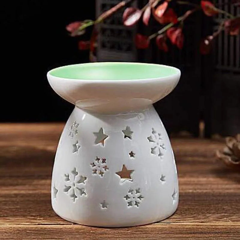 White Porcelain Stars Solid Color Essential Oil Burner