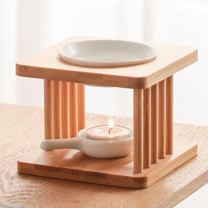 Wooden Side Pillar Essential Oil And Candle Holder Burner