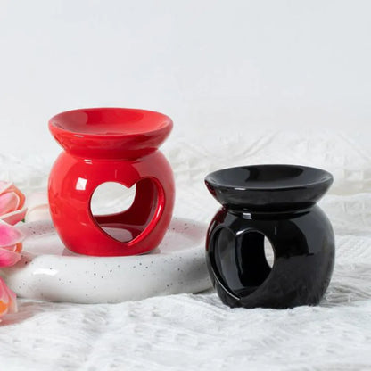 Solid Color Porcelain Heart Hollow Out Essential Oil Burner