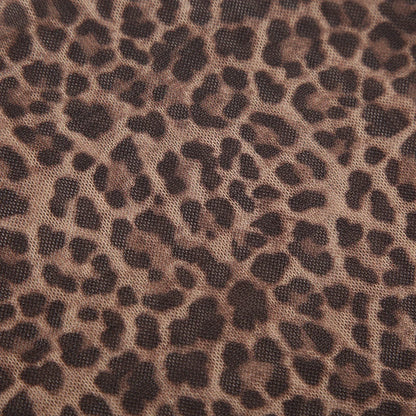 Brown Sheer Cheetah 3D Bow Lettuce Trim Short Sleeve