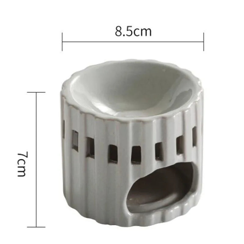 Gray Porcelain Ribbed Essential Oil Burner