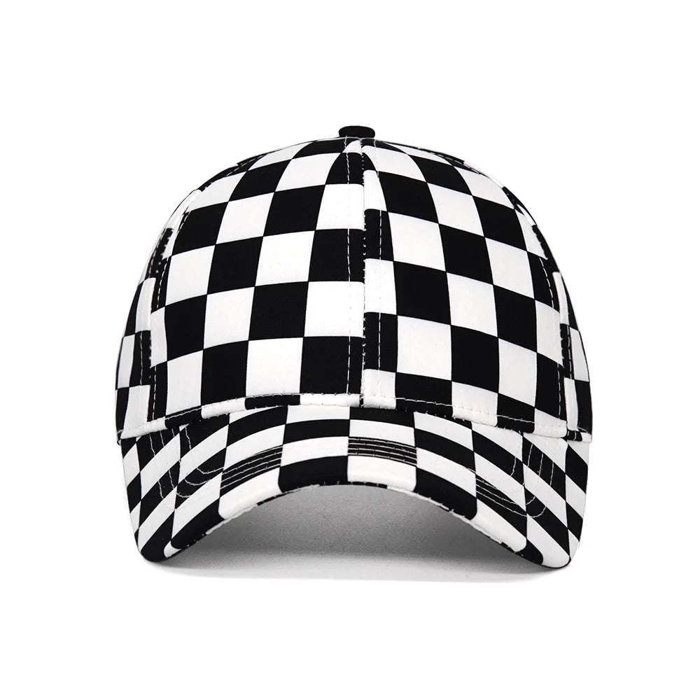 Two Toned Checkered Cotton Baseball Hat