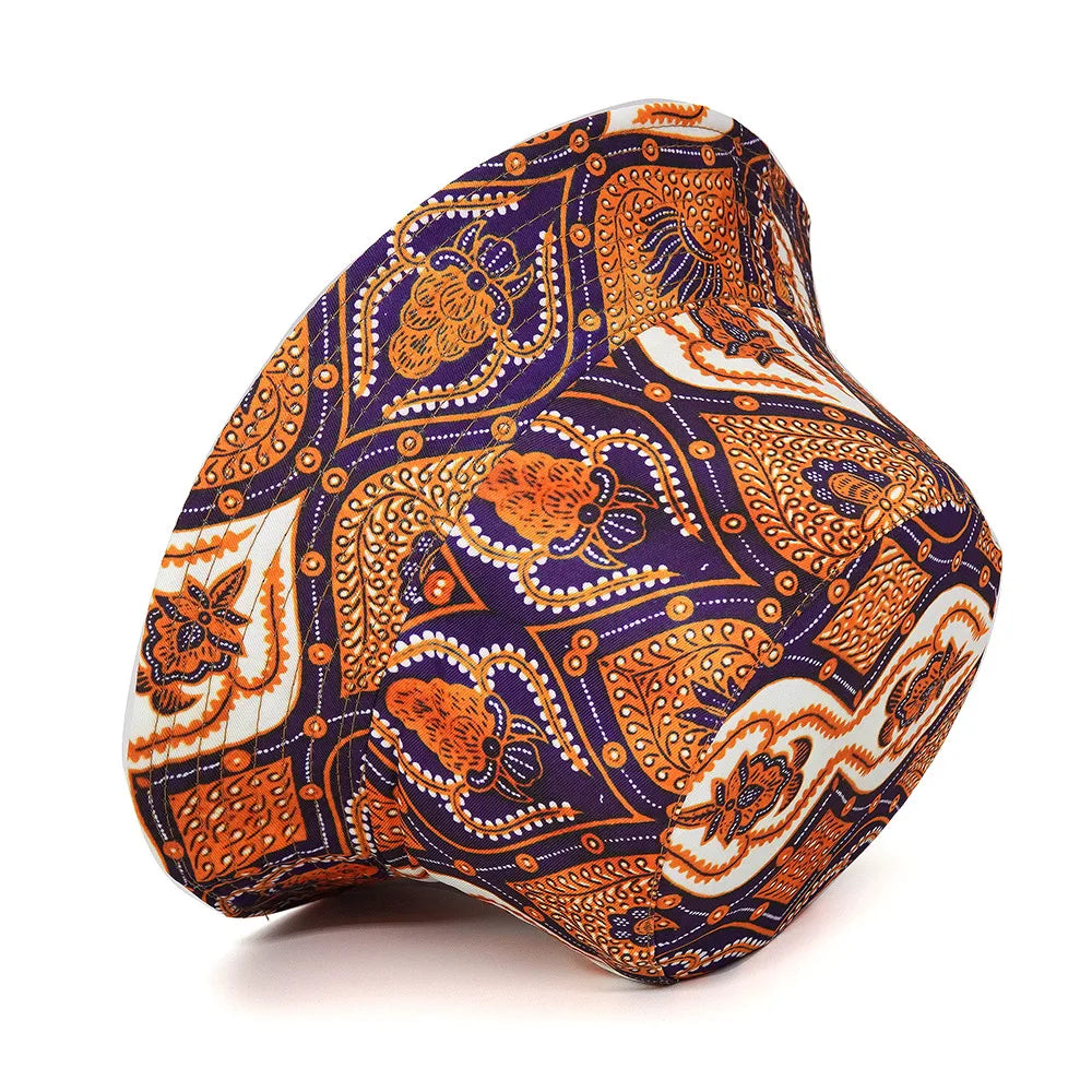 Orange Tribal Print Cotton Reversible Bucket Hat