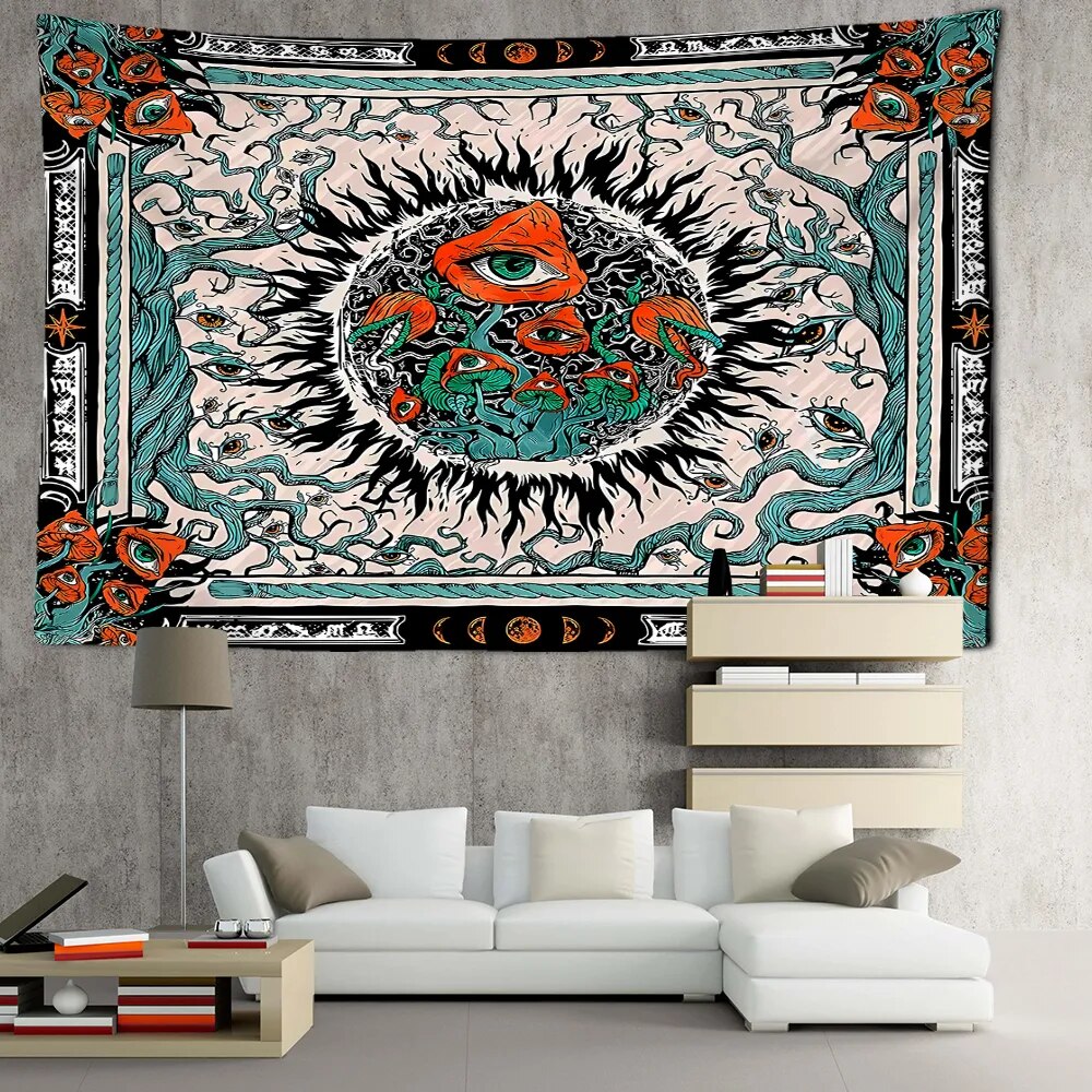 Trippy Mushroom Third Eye Tapestry