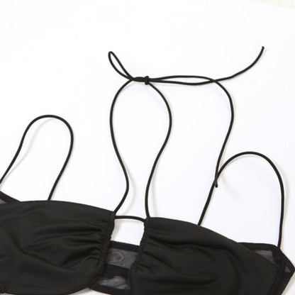 Black Hollow Out Halter Spaghetti Strap Jumpsuit